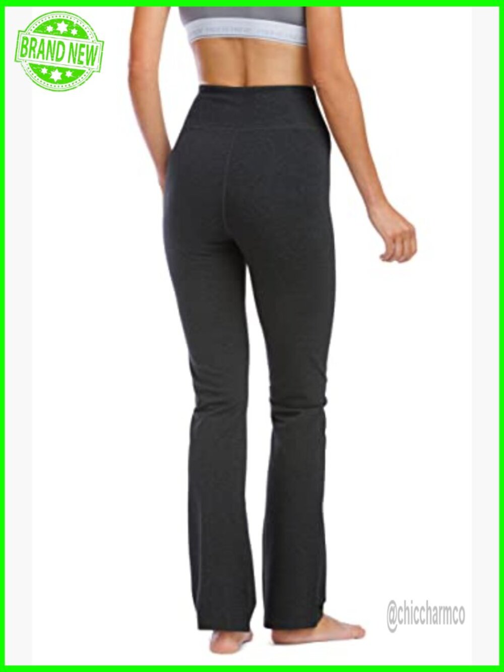 High Waisted Bootcut Yoga Pants, Ecofabric, Athletic Leggings, Comfy Fit - Picture 3 of 7